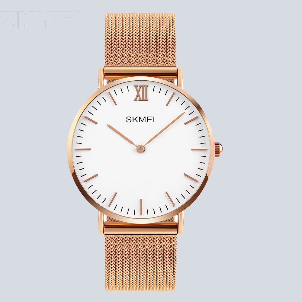 Rose Gold Woman's SKMEI 1182 Stainless Steel Waterproof Quartz Watch