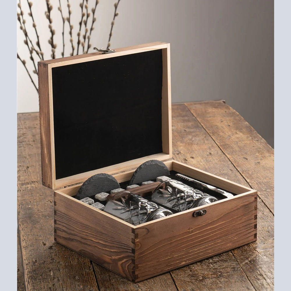 Galway Crystal - Renmore Wooden Boxed Whiskey Gift Set