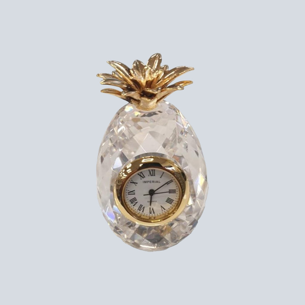 Miniature Clock - Crystal & Gold Plated Pineapple